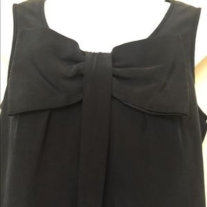 Kate Spade muted black crepe front bow blouse XS